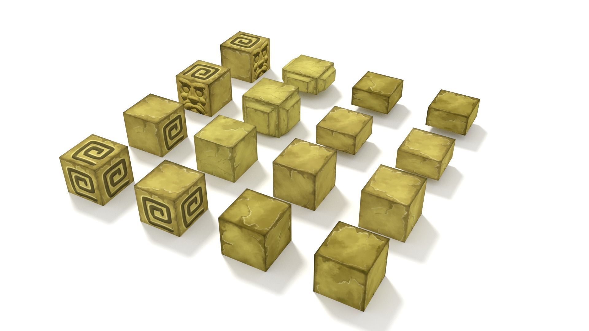 Cartoon Temple Building Kit Lite Free low-poly 3D model_26