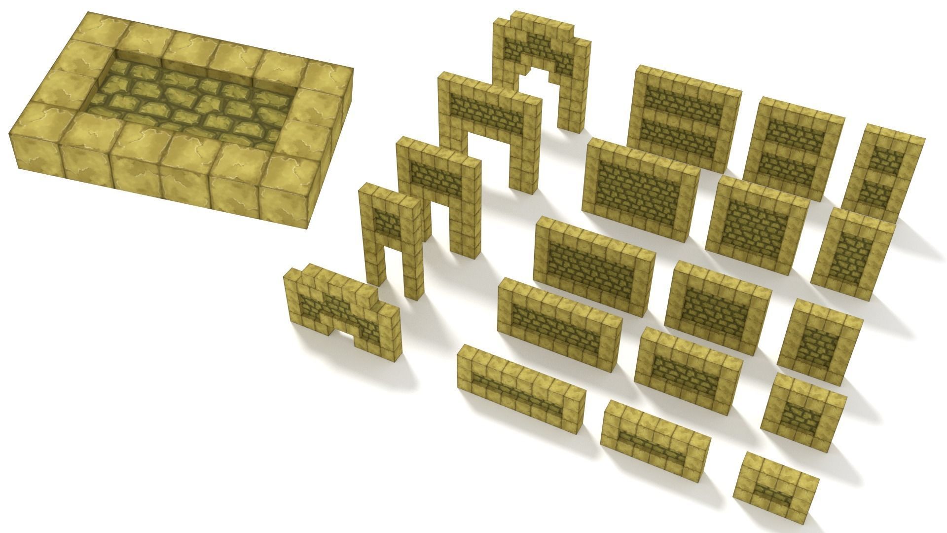 Cartoon Temple Building Kit Lite Free low-poly 3D model_18