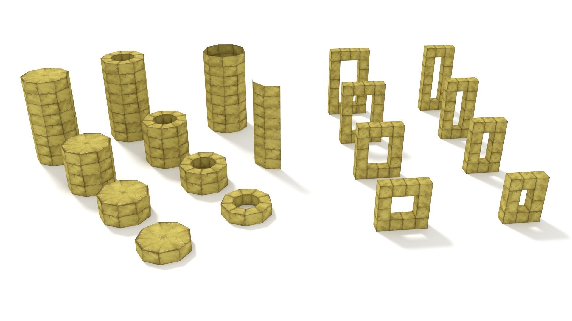 Cartoon Temple Building Kit Lite Free low-poly 3D model_22