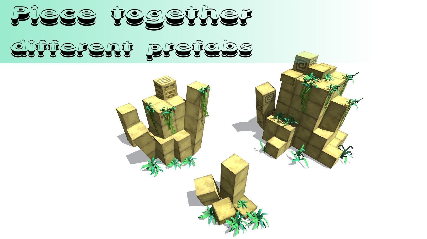 Cartoon Temple Building Kit Lite Free low-poly 3D model_7