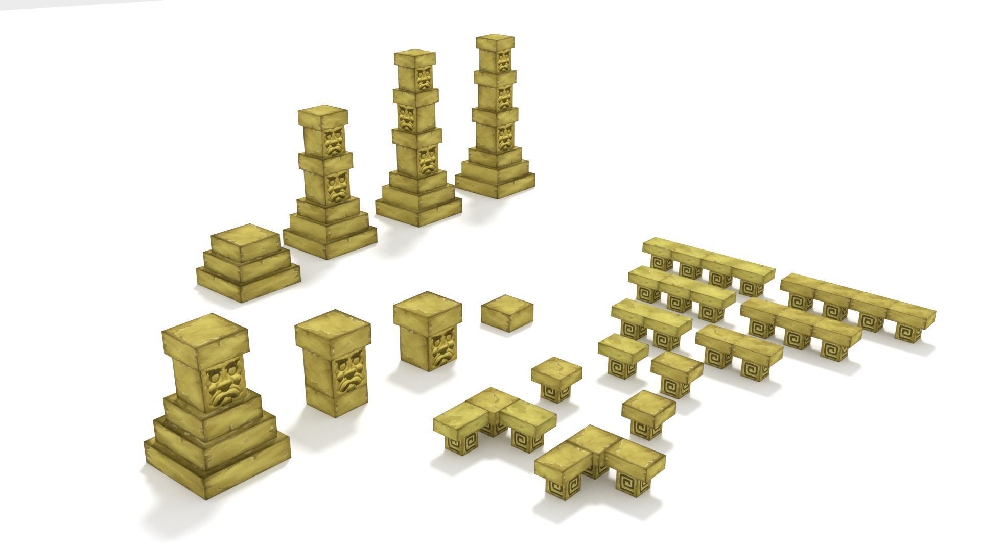 Cartoon Temple Building Kit Lite Free low-poly 3D model_17