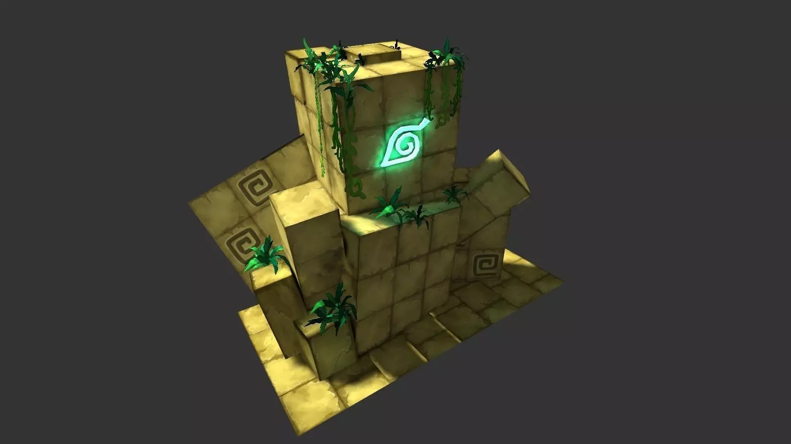 Cartoon Temple Building Kit Lite Free low-poly 3D model_0