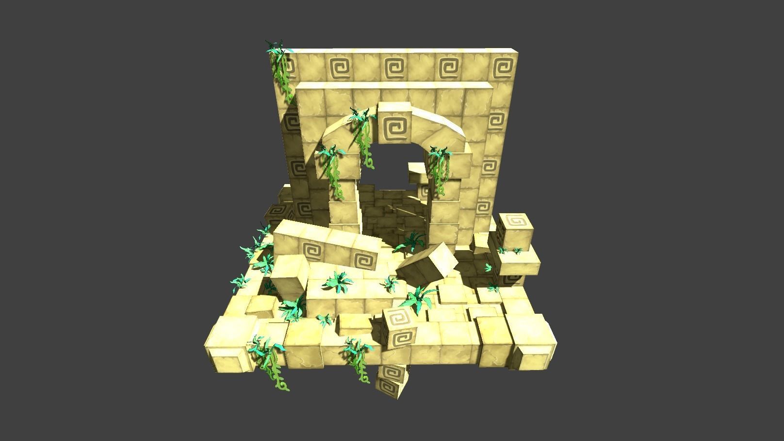 Cartoon Temple Building Kit Lite Free low-poly 3D model_2