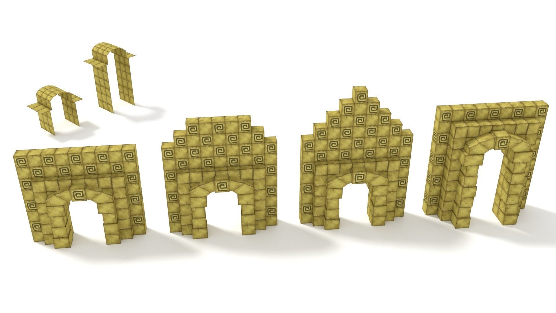 Cartoon Temple Building Kit Lite Free low-poly 3D model_11