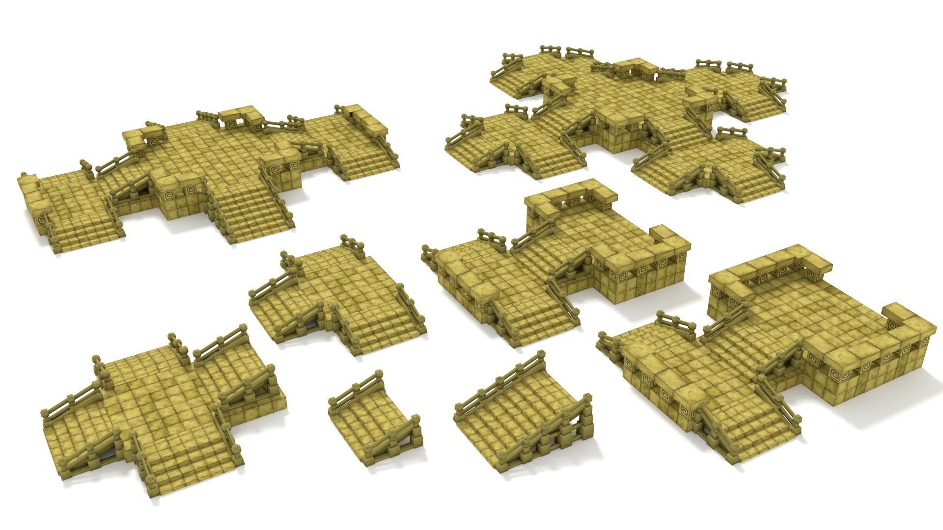 Cartoon Temple Building Kit Lite Free low-poly 3D model_27