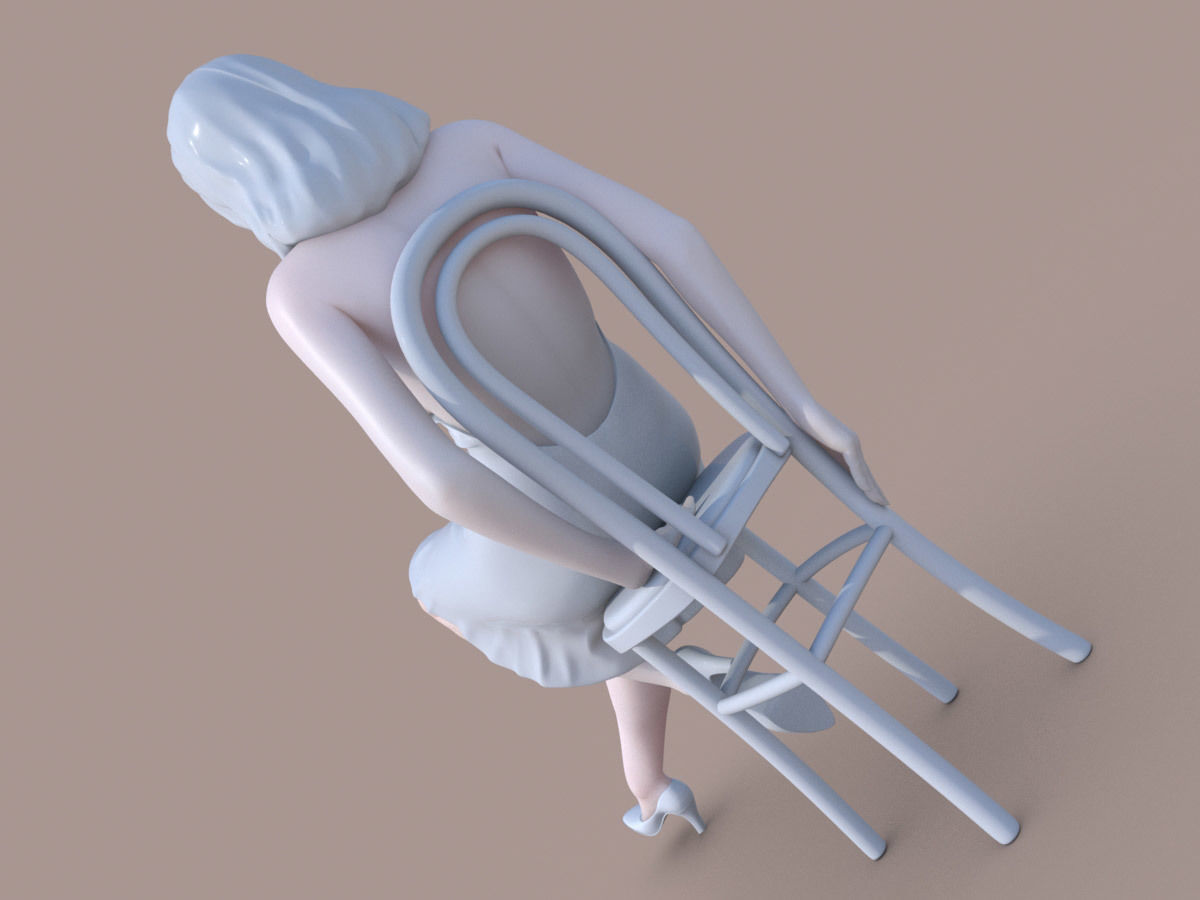 Woman sit on chair 3D print model_2