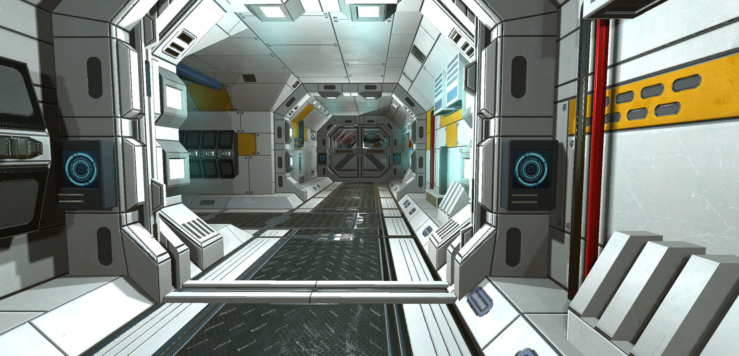 SciFi Corridor Set Low-poly 3D model_6