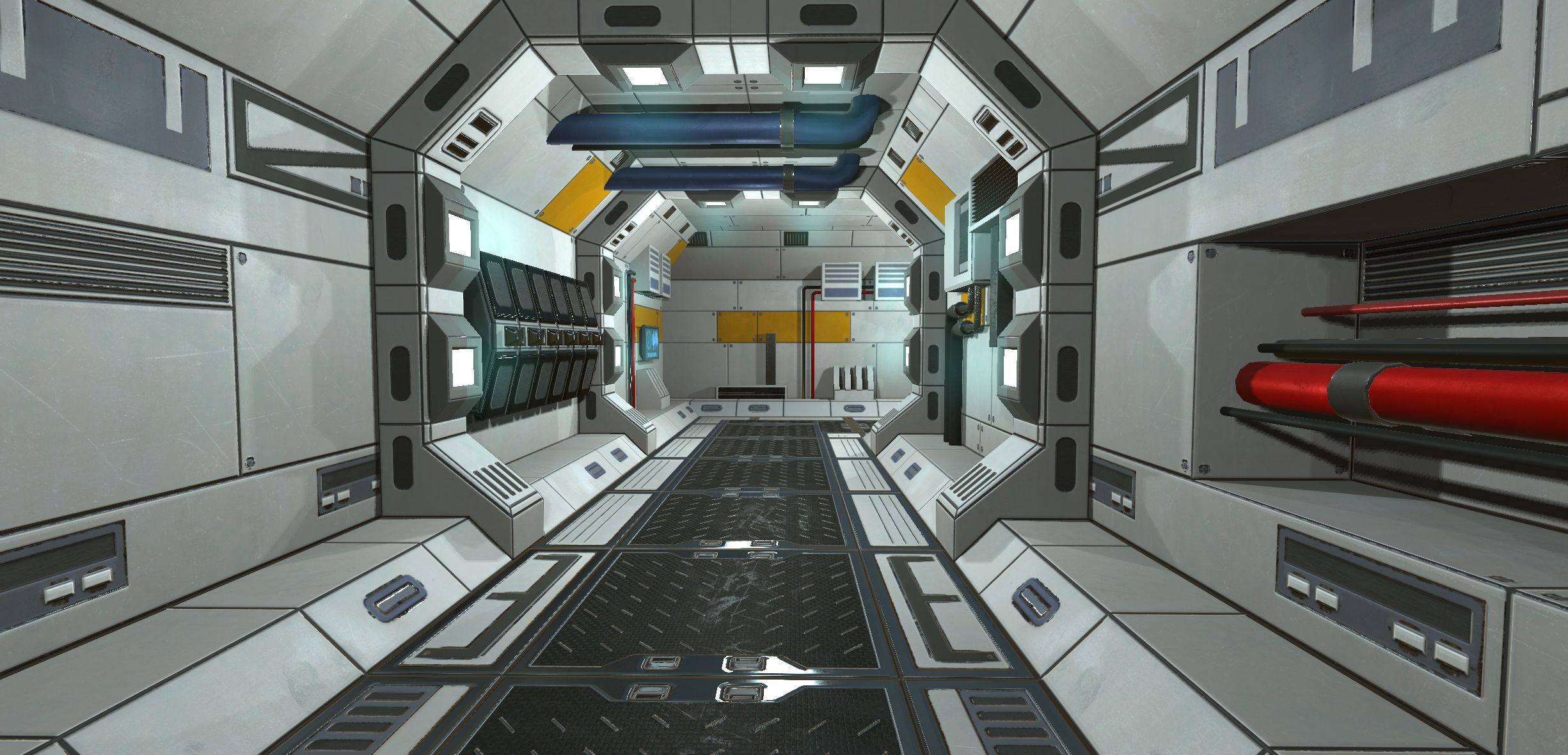 SciFi Corridor Set Low-poly 3D model_4