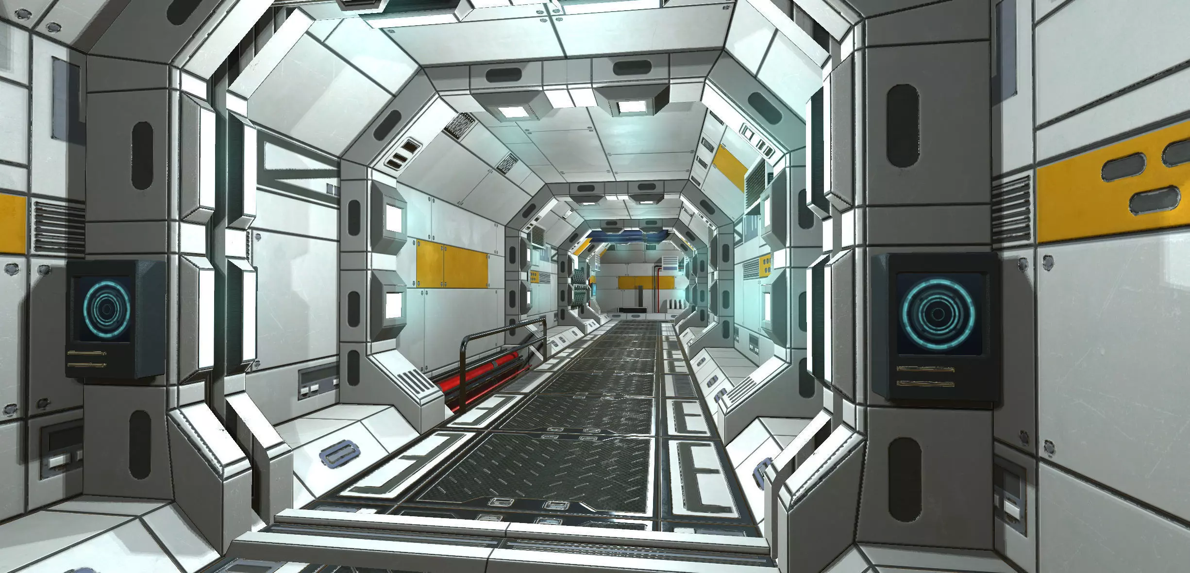 SciFi Corridor Set Low-poly 3D model_0