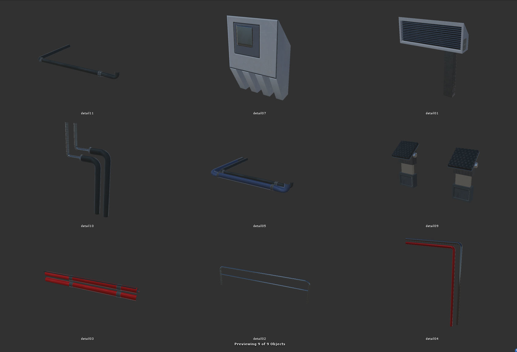 SciFi Corridor Set Low-poly 3D model_10