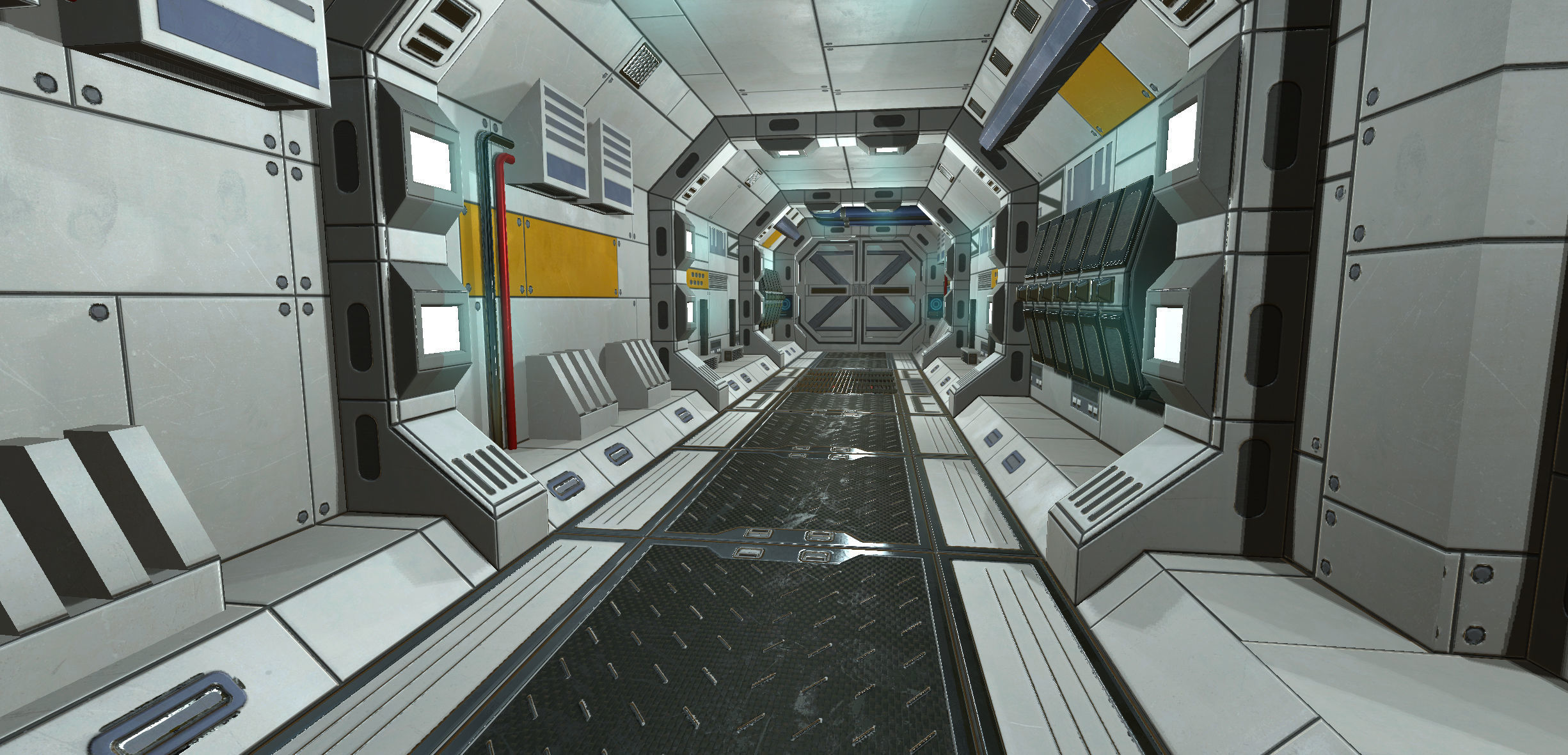 SciFi Corridor Set Low-poly 3D model_5