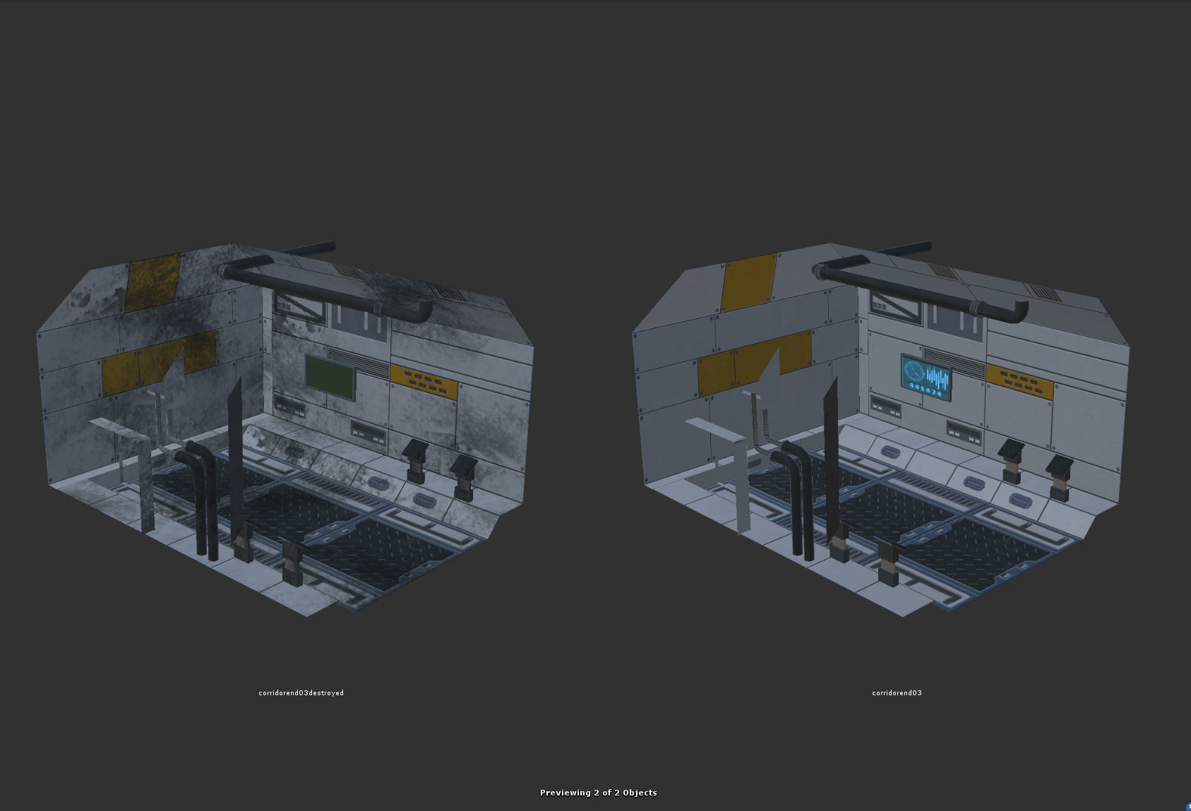 SciFi Corridor Set Low-poly 3D model_20