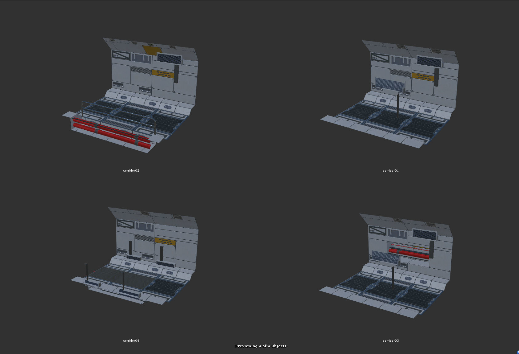 SciFi Corridor Set Low-poly 3D model_19