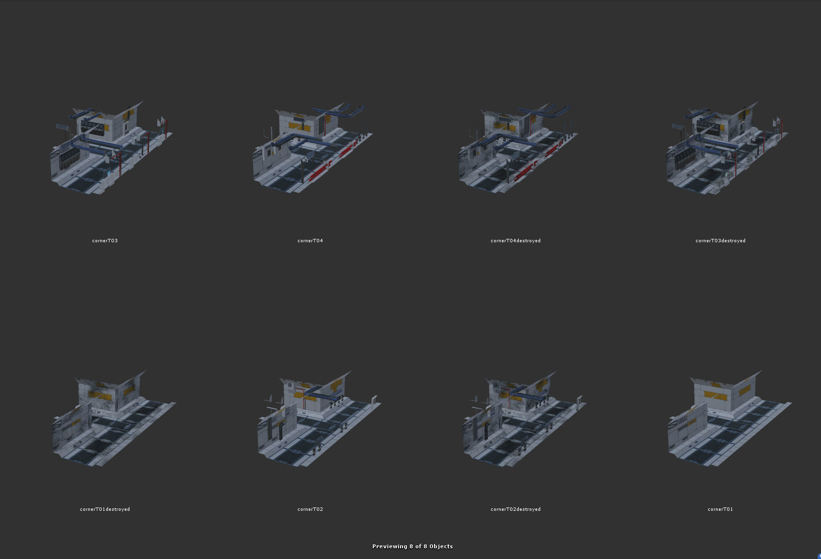 SciFi Corridor Set Low-poly 3D model_18