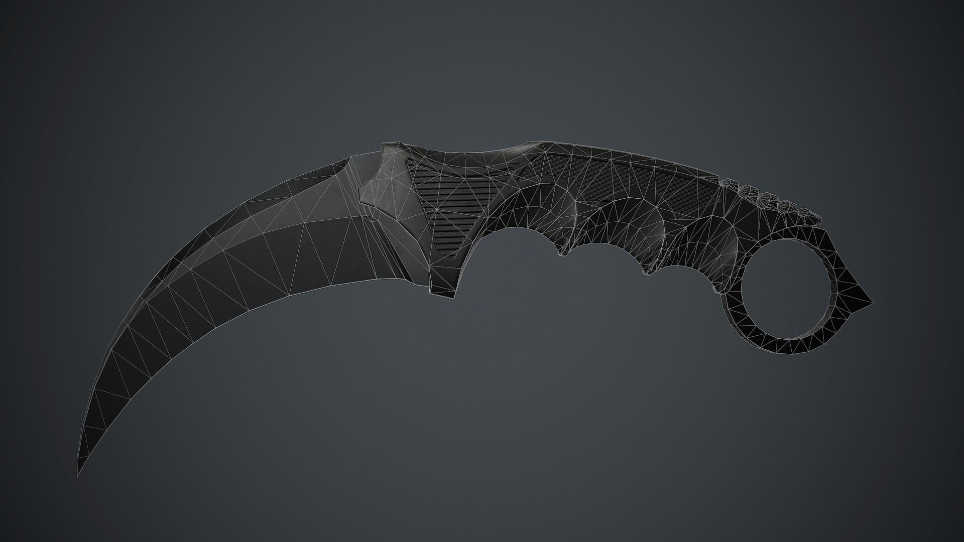 Military Karambit Knife PBR Game Ready Low-poly 3D model_17