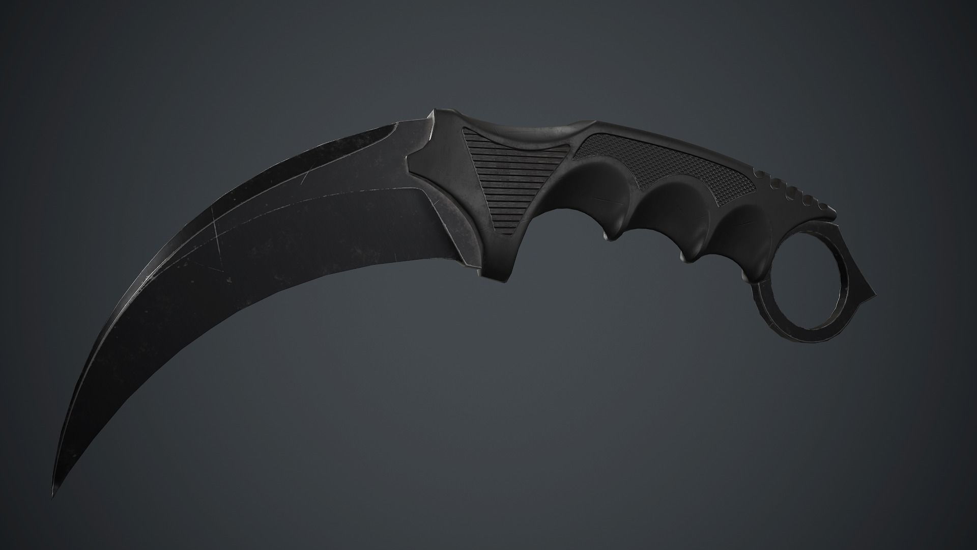 Military Karambit Knife PBR Game Ready Low-poly 3D model_1