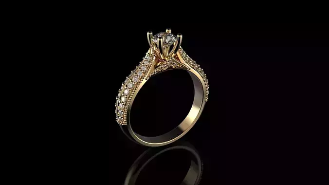 18K Yellow God Diamond Ring