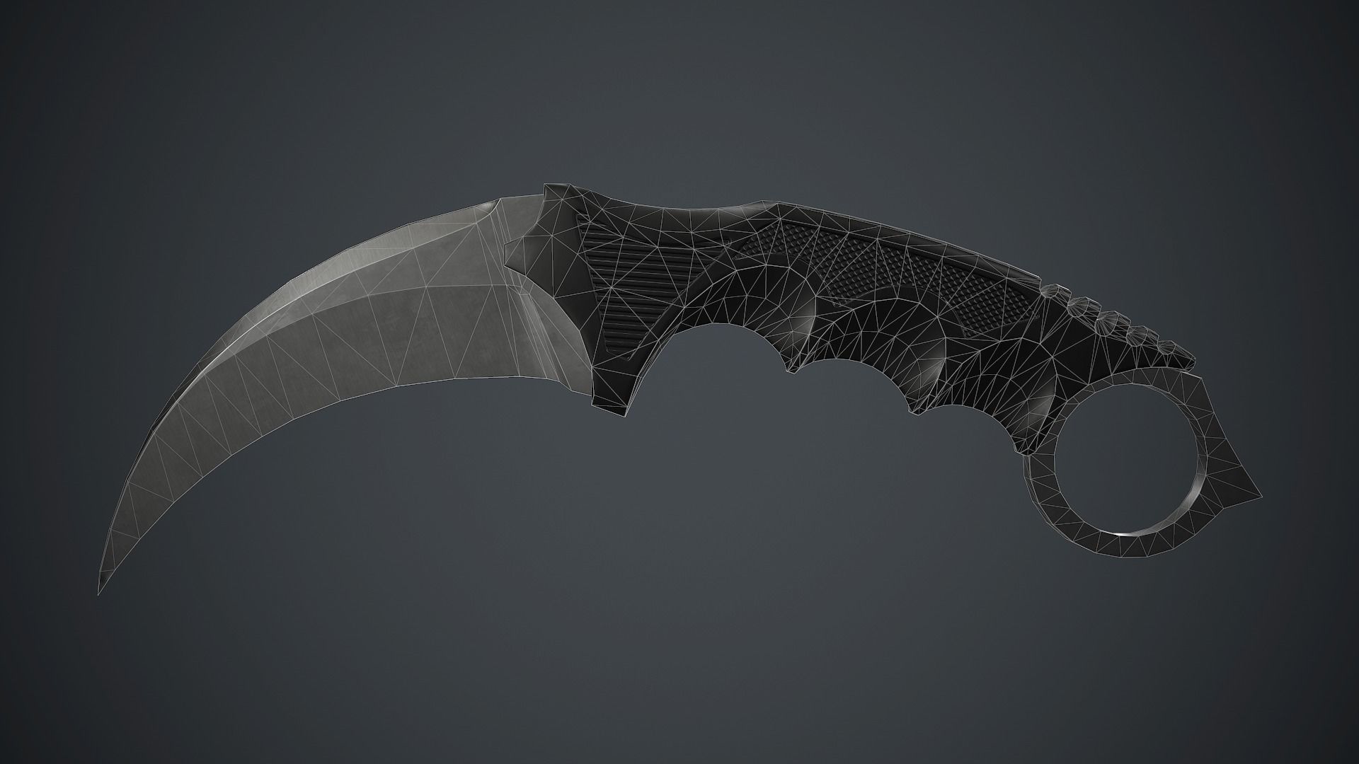 Karambit Knife PBR Game Ready Low-poly 3D model_16
