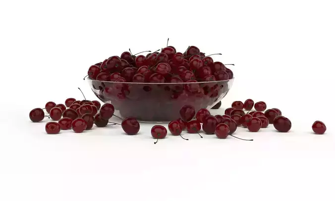 Scattered Cherries in glass vase 3D model