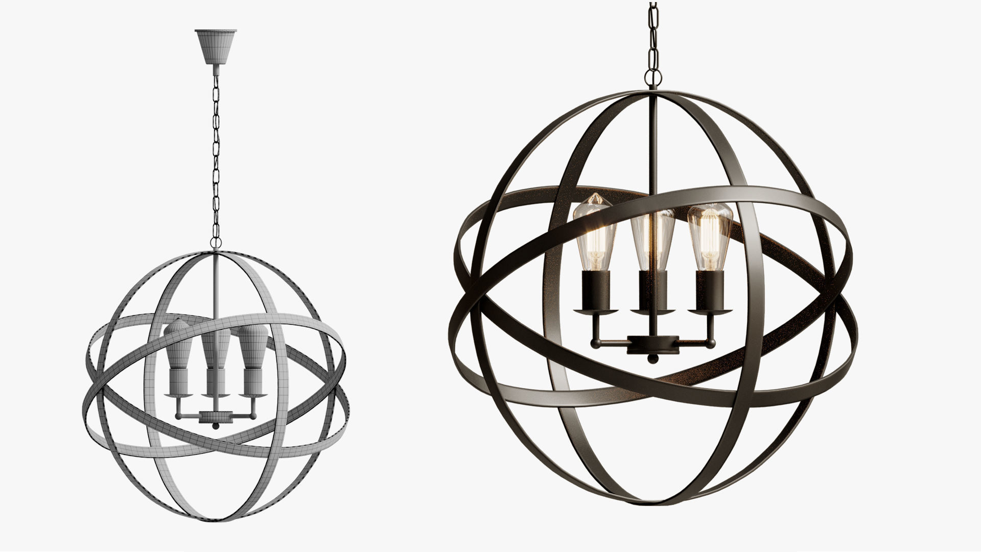 pendant iron farn flat 3D model_7