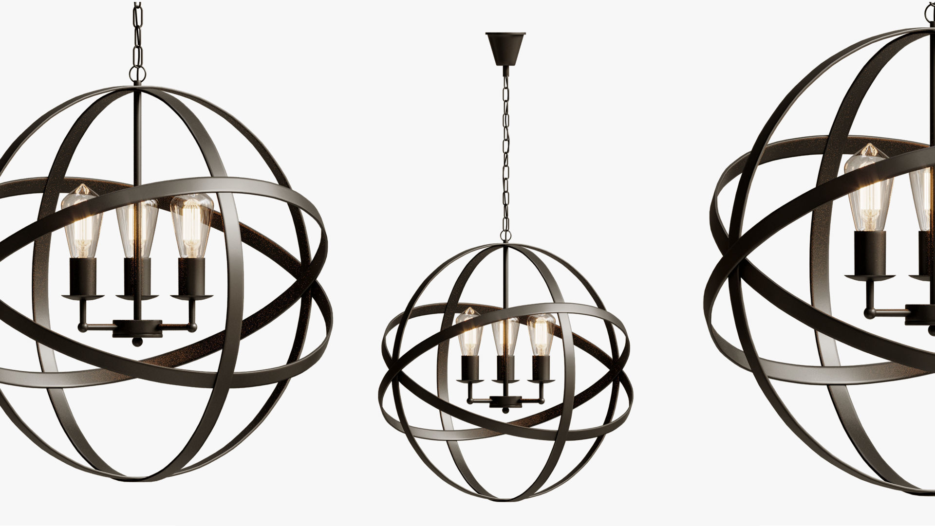 pendant iron farn flat 3D model_2