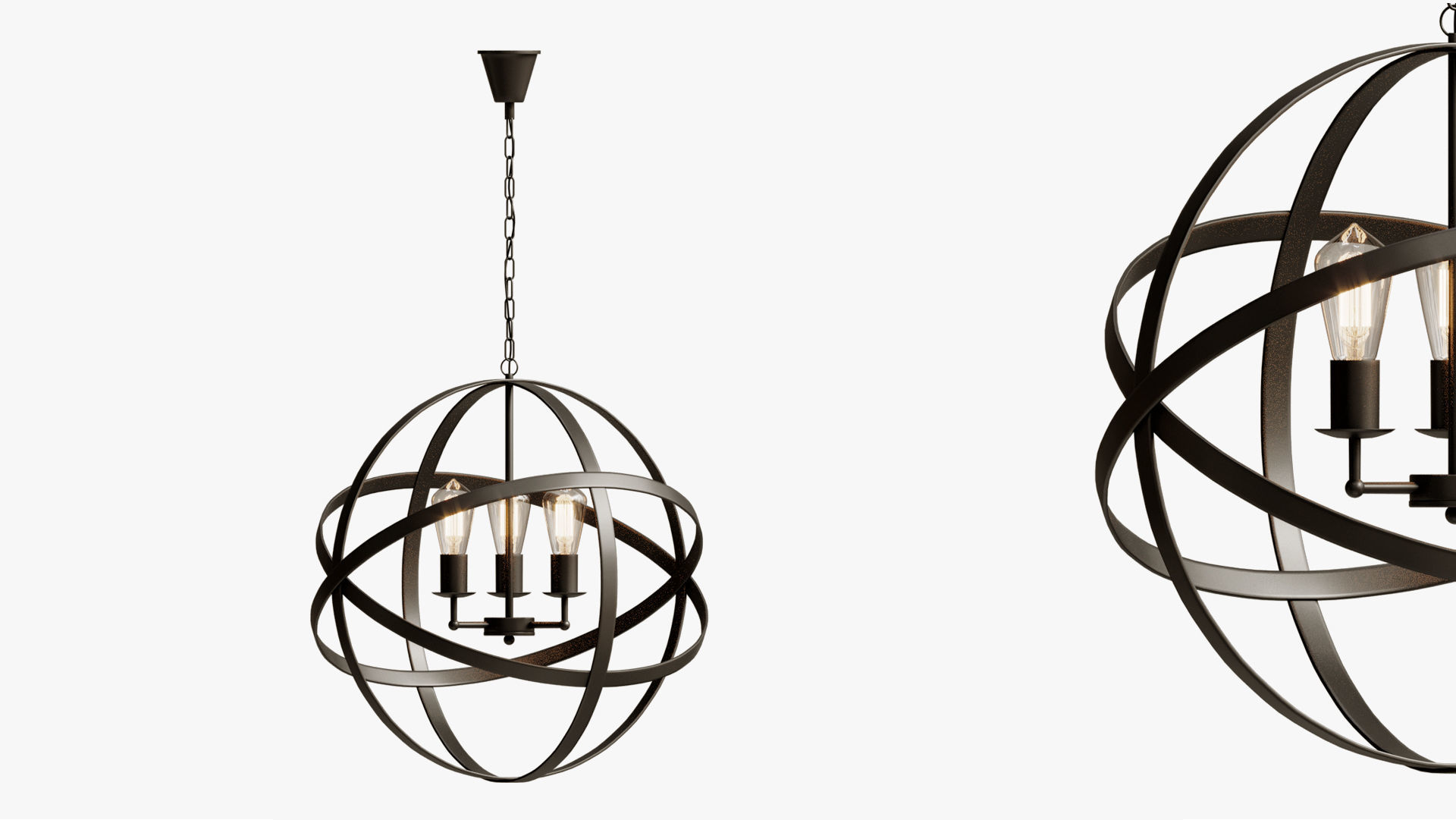 pendant iron farn flat 3D model_5