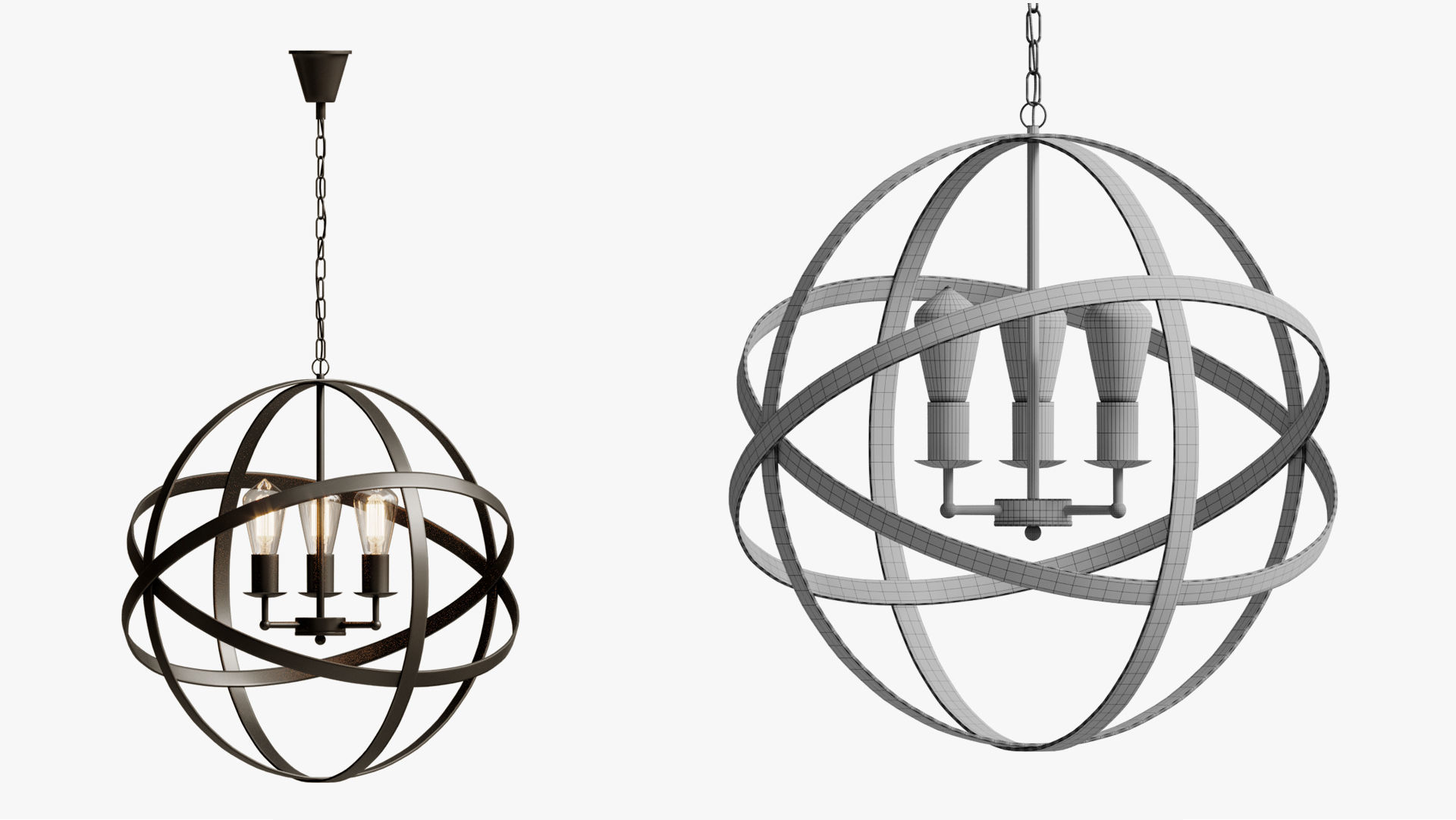 pendant iron farn flat 3D model_6