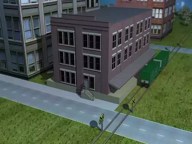 Railway Transfer Building Low-poly 3D model