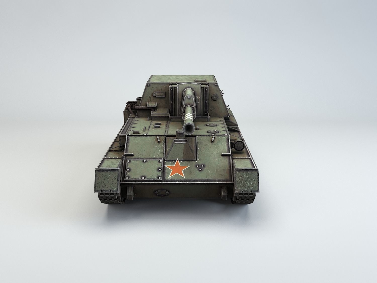 Low Poly SU-76 tank destroyer Low-poly 3D model_2