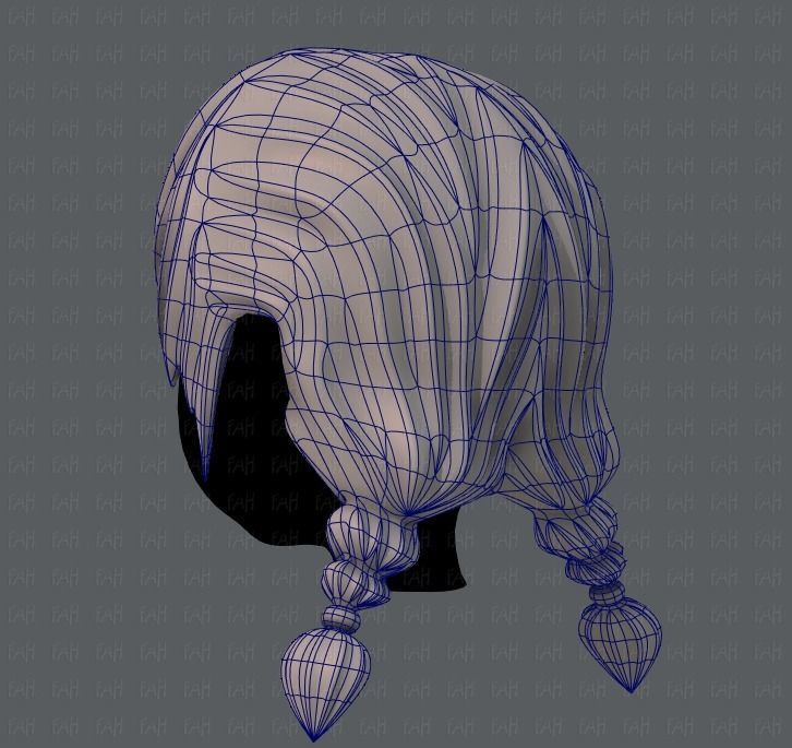 3D Hair style for girl V06 Low-poly 3D model_14