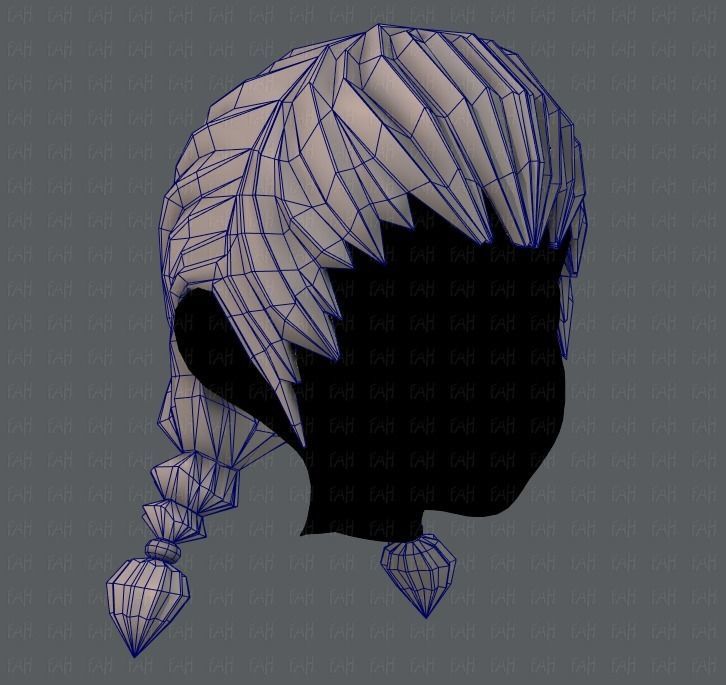 3D Hair style for girl V06 Low-poly 3D model_26