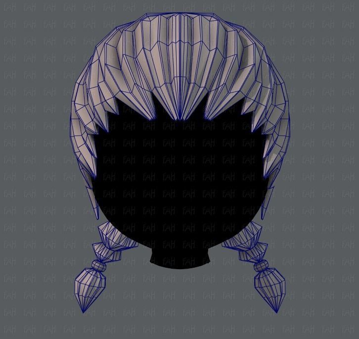 3D Hair style for girl V06 Low-poly 3D model_25