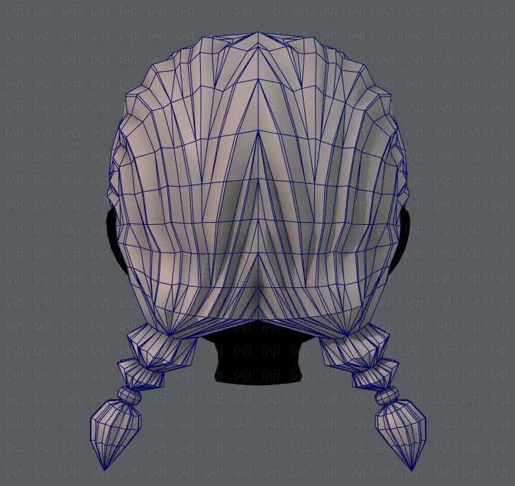 3D Hair style for girl V06 Low-poly 3D model_29