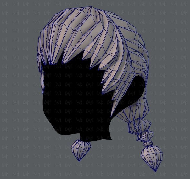 3D Hair style for girl V06 Low-poly 3D model_32