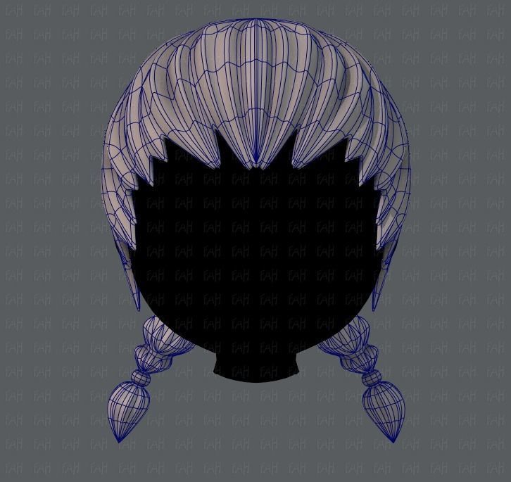 3D Hair style for girl V06 Low-poly 3D model_9