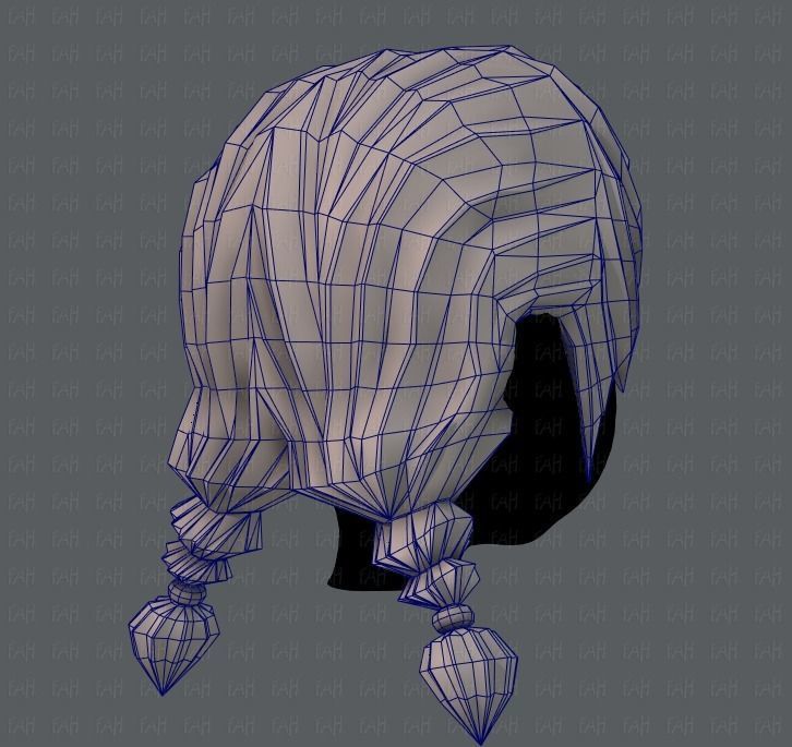 3D Hair style for girl V06 Low-poly 3D model_28