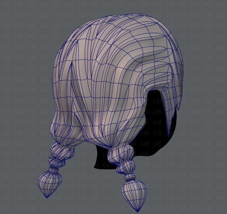 3D Hair style for girl V06 Low-poly 3D model_12