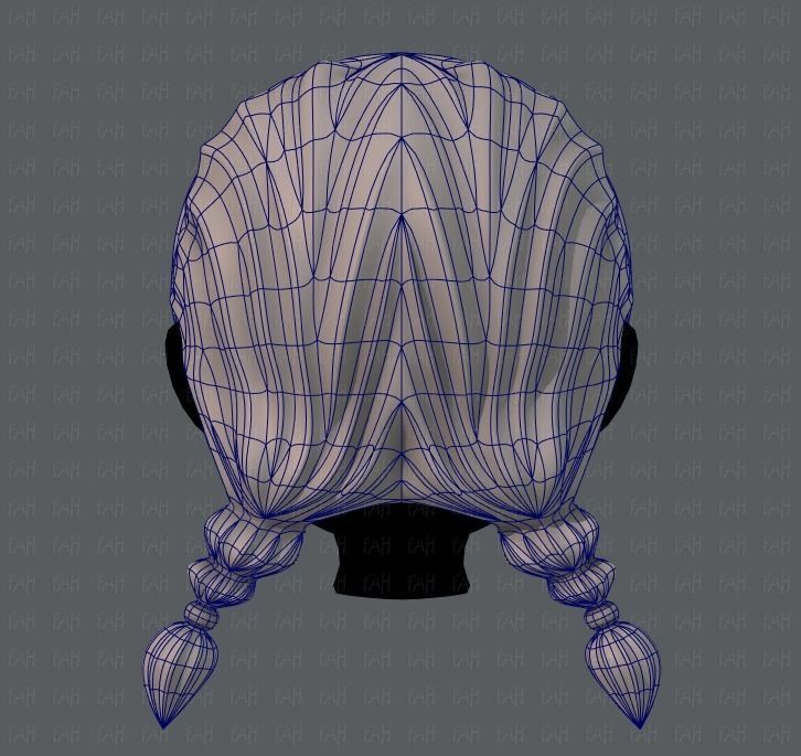 3D Hair style for girl V06 Low-poly 3D model_13