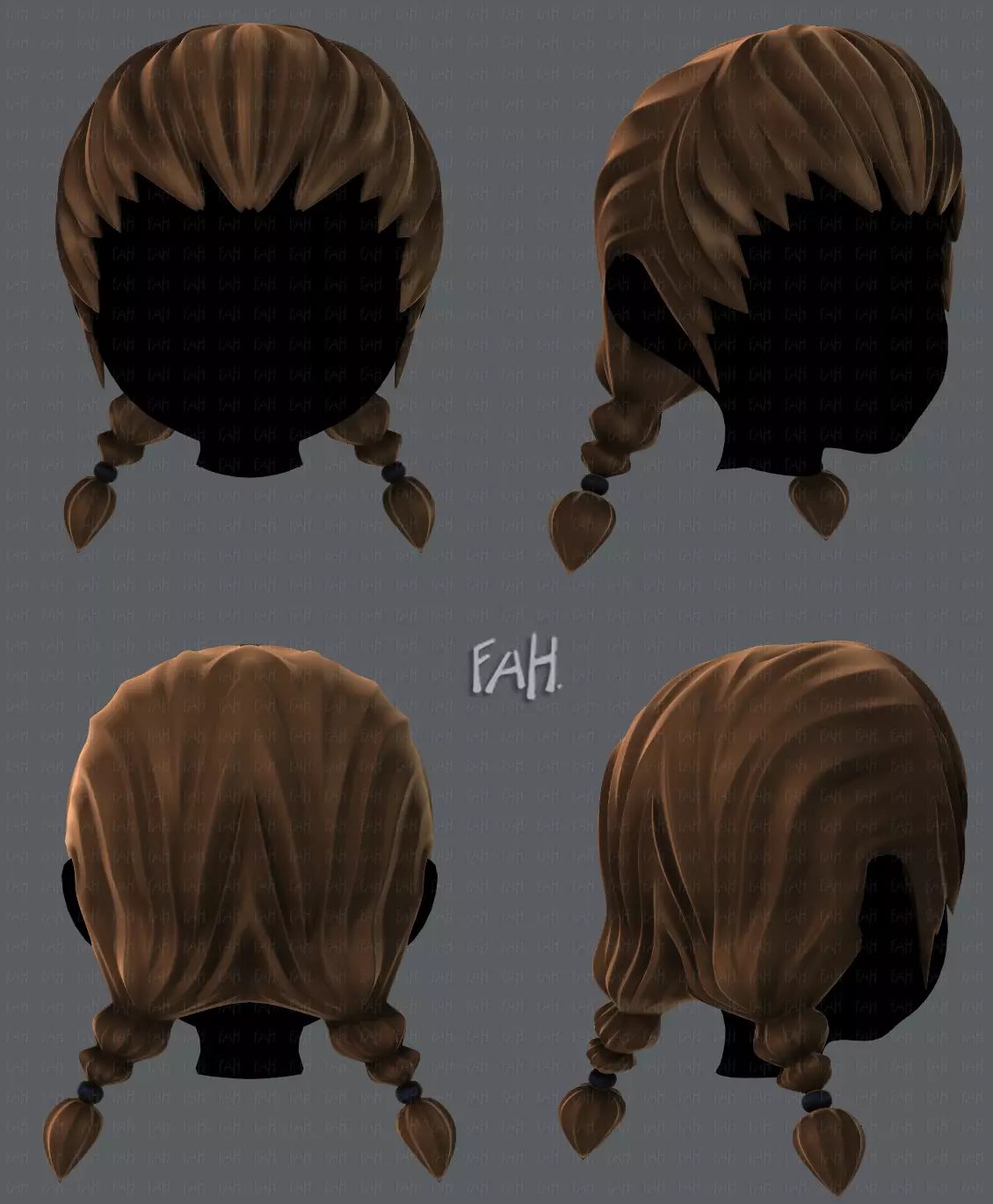 3D Hair style for girl V06 Low-poly 3D model_0