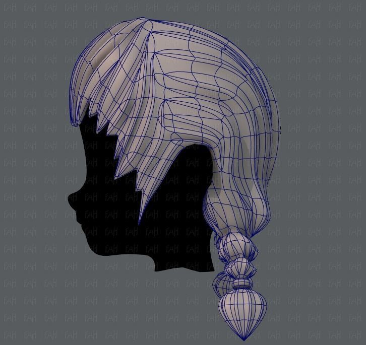 3D Hair style for girl V06 Low-poly 3D model_15