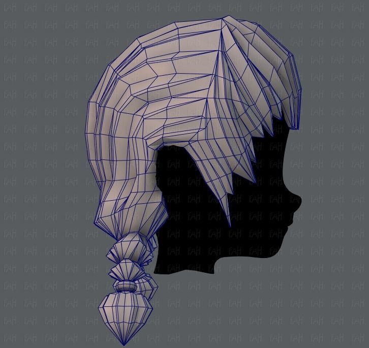 3D Hair style for girl V06 Low-poly 3D model_27