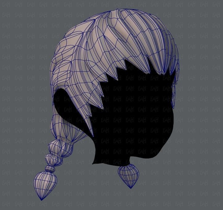 3D Hair style for girl V06 Low-poly 3D model_10