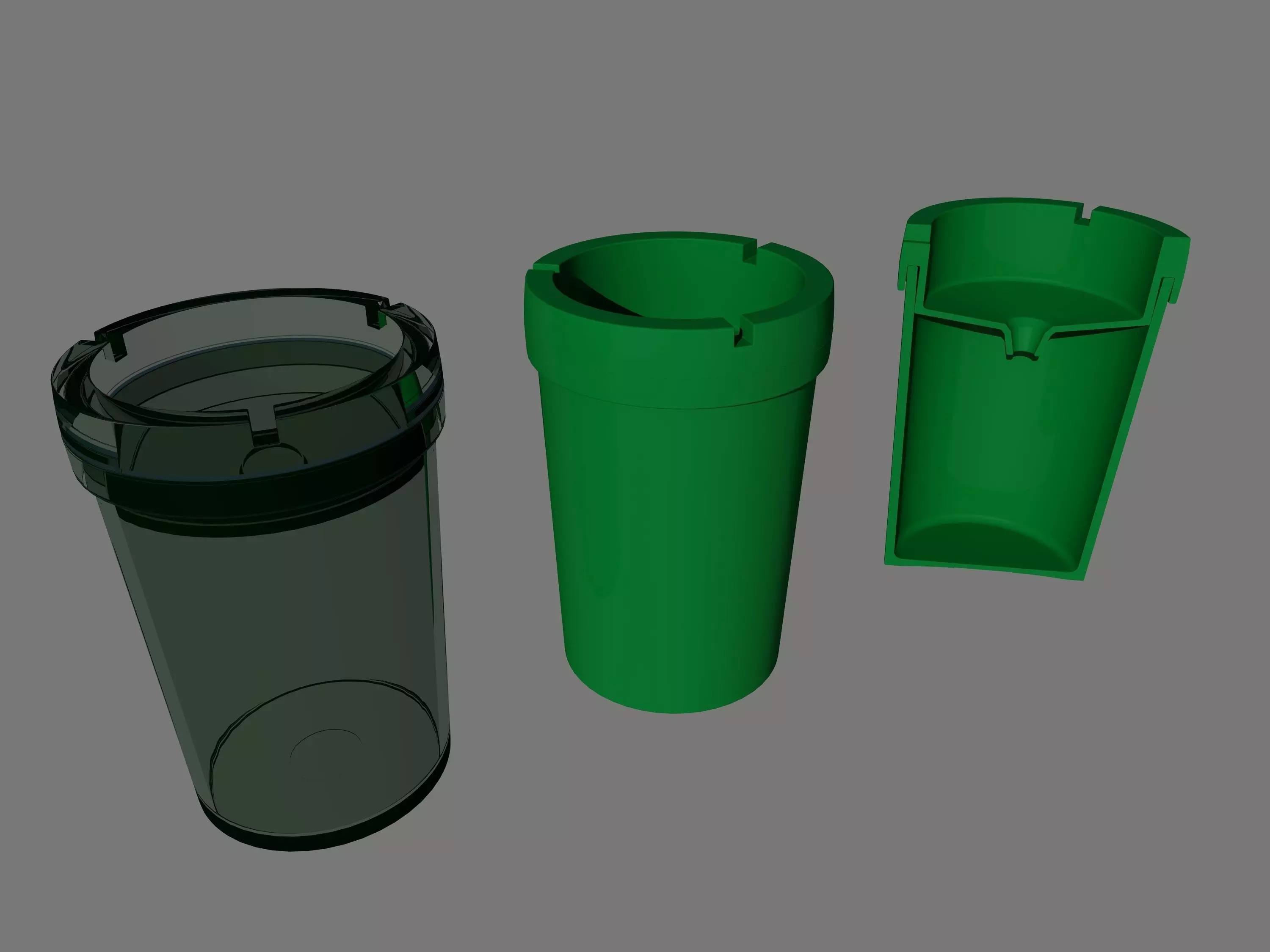 ashtray three plastic containers Free 3D model