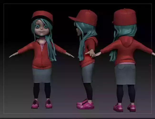 LittleGirl girl with hair and hat