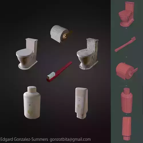 Low Poly Bathroom Items