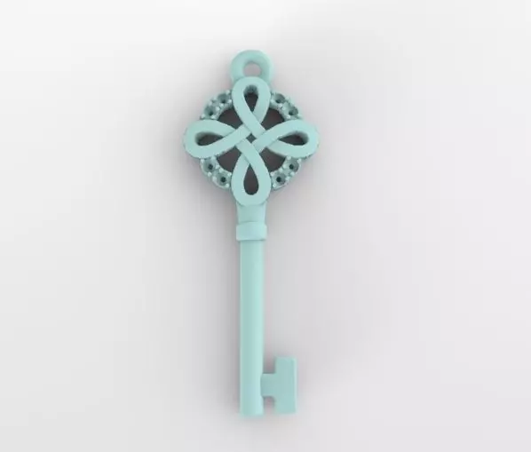 key with stones 3D print model_0