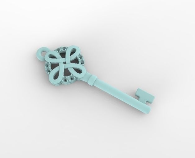 key with stones 3D print model_2