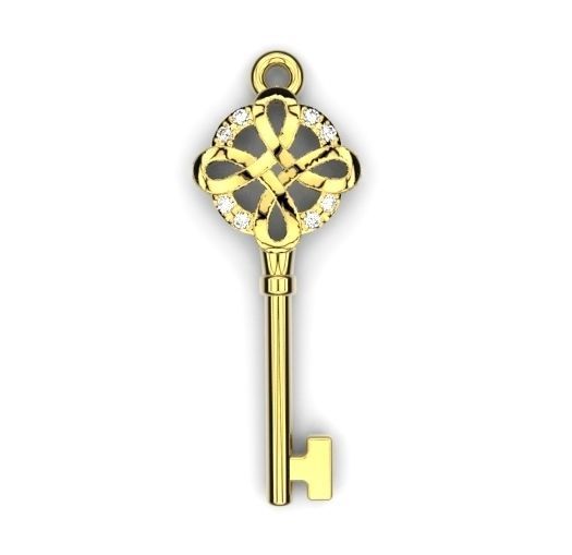 key with stones 3D print model_3