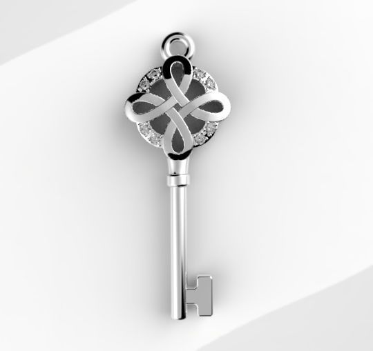 key with stones 3D print model_4