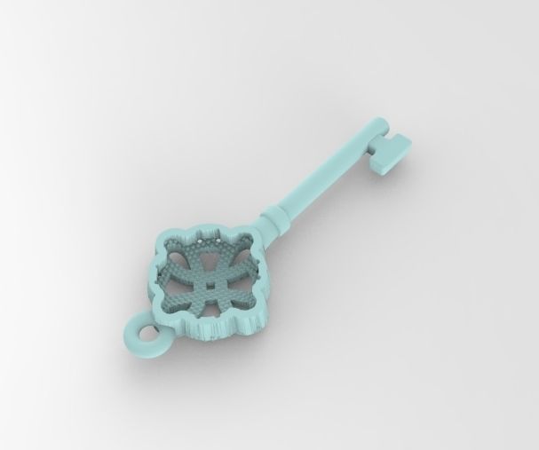 key with stones 3D print model_1